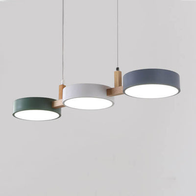 Modern Macaron Drum Shape 3-Light LED Chandeliers