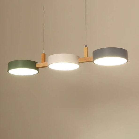 Moderne Macaron Trommelform 3-Licht LED-Kronleuchter 
