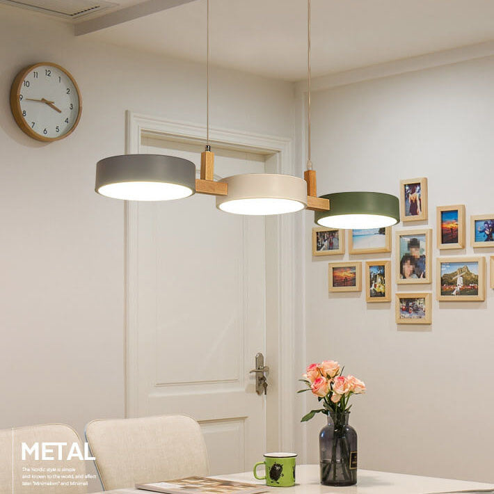 Moderne Macaron Trommelform 3-Licht LED-Kronleuchter 