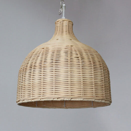 Rattan 1-Light Single Bell Shade Pendant Light