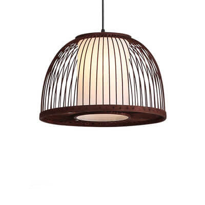 Modern Bamboo Weaving Zen 1-Light Half Round Dome Pendant Light