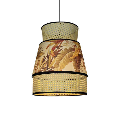 Rustic Rattan Weaving Column 1-Light Pendant Light