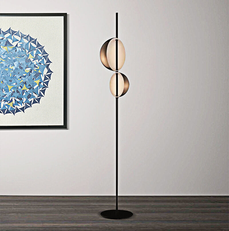 Moderne minimalistische runde Stehlampe aus Schmiedeeisen mit 2-flammigem Schirm für das Wohnzimmer 