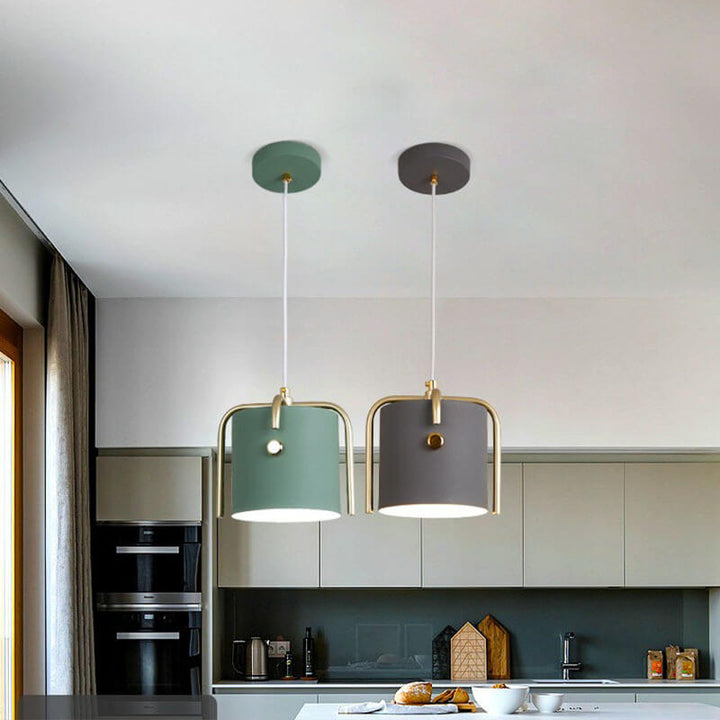 Luminaire suspendu à 1 lumière en forme de baril cylindrique Nordic Simplicity 
