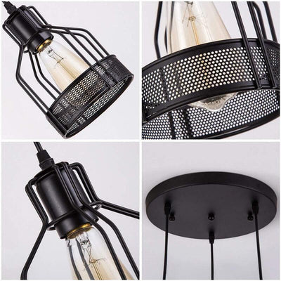 Industrial Retro Metal Cage 1/3 Light Pendant Light