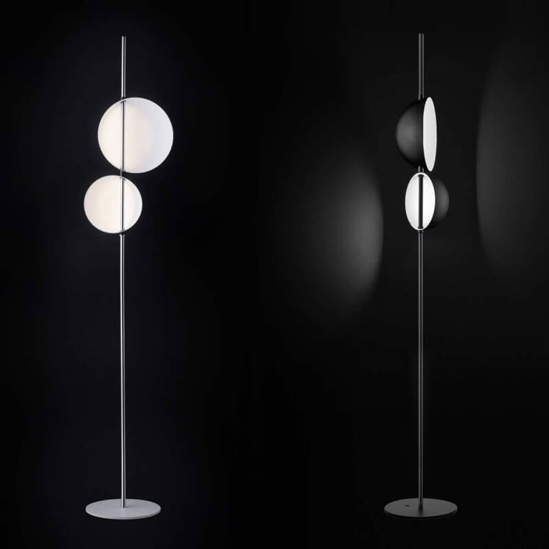 Moderne minimalistische runde Stehlampe aus Schmiedeeisen mit 2-flammigem Schirm für das Wohnzimmer 