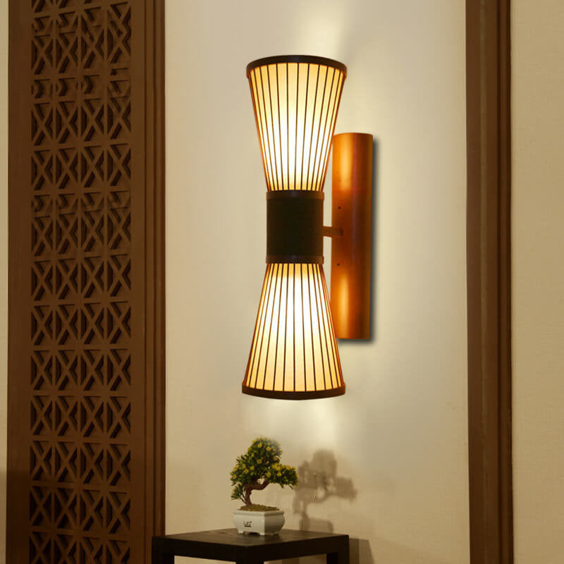 Retro Bamboo Weaving 1-Light Wall Sconce Lamps