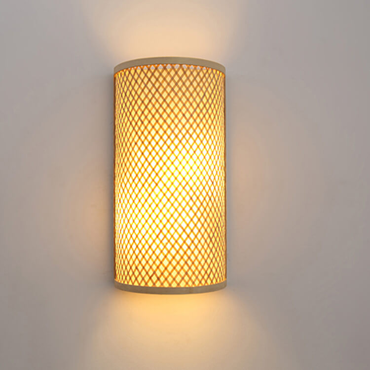 Modern Bamboo Weaving Half Round 1-Light Wall Sconce Lamp