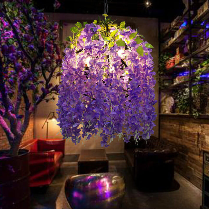 Zeitgenössischer kreativer Kronleuchter aus Eisen mit Blumenoptik aus Kunststoff und Seidenstoff mit bunten Blumen, 1/3/5-flammig, für Wohnzimmer &amp; Schlafzimmer 