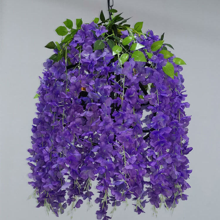 Zeitgenössischer kreativer Kronleuchter aus Eisen mit Blumenoptik aus Kunststoff und Seidenstoff mit bunten Blumen, 1/3/5-flammig, für Wohnzimmer &amp; Schlafzimmer 