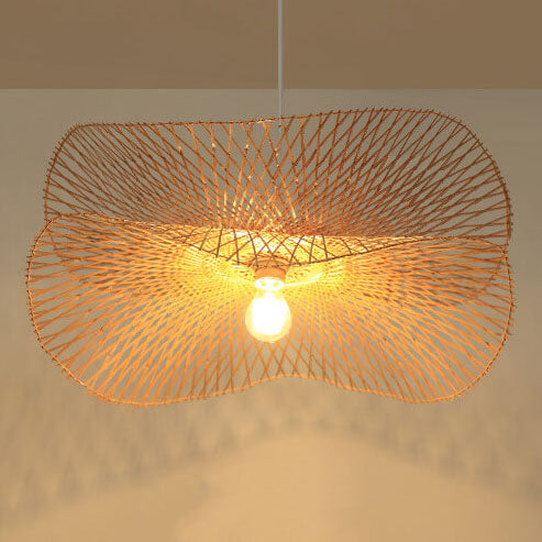Modern Bamboo Weaving 1-Light Butterfly Pendant Light