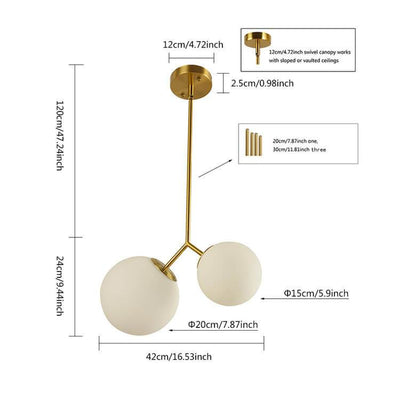 Nordic Milk White Glass Orb 2-Light Chandelier