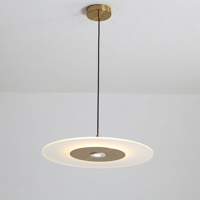 Modern Minimalist Acrylic Gold Round Shape 1-Light LED Pendant Light