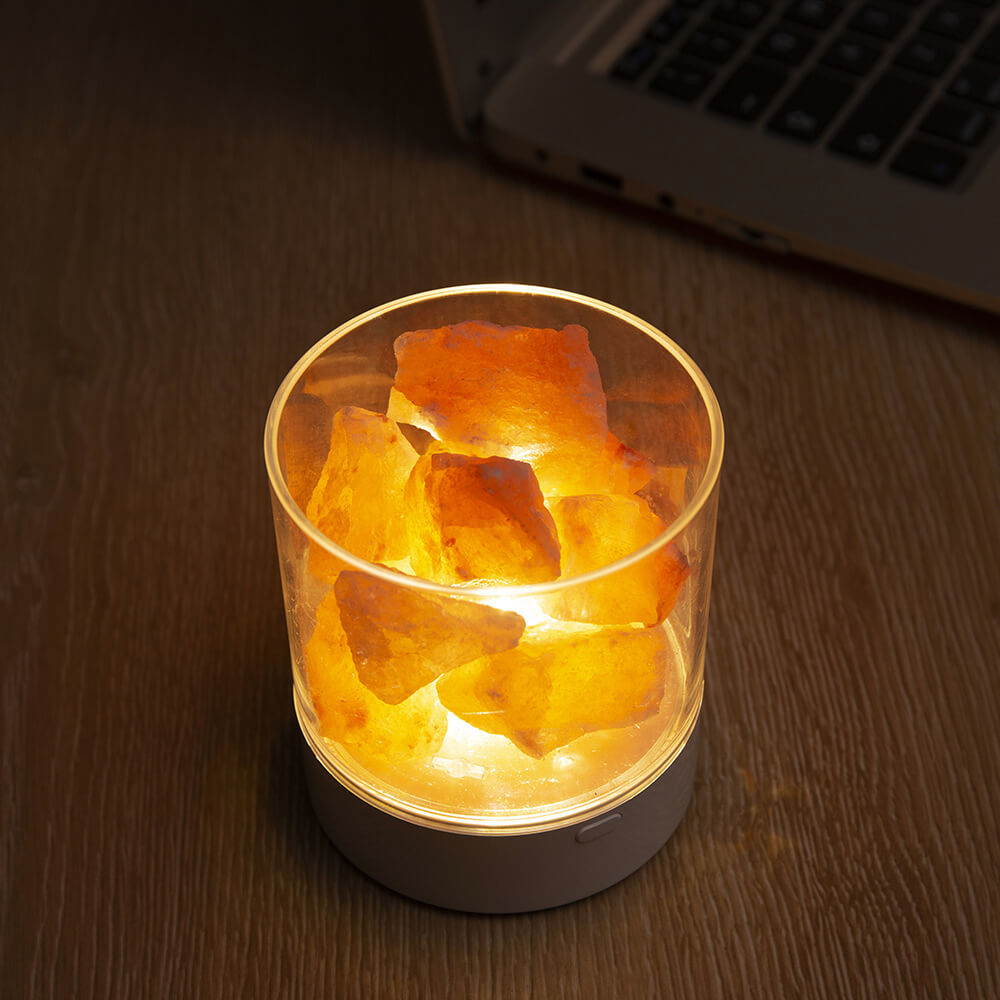 Lampe à sel, tasse à flamme, veilleuse LED, lampe de table 