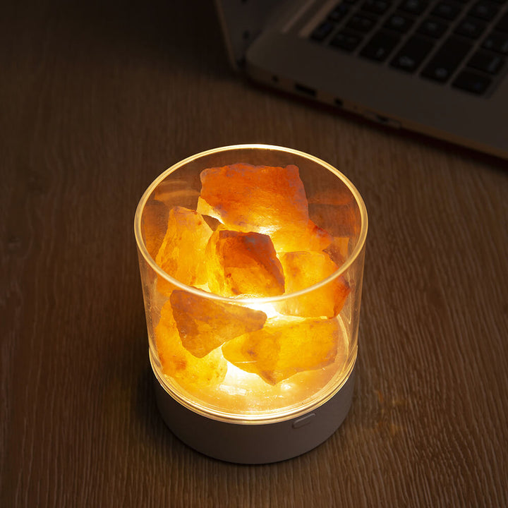 Lampe à sel, tasse à flamme, veilleuse LED, lampe de table 