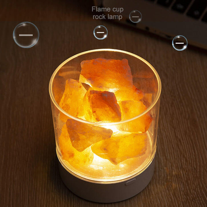 Lampe à sel, tasse à flamme, veilleuse LED, lampe de table 
