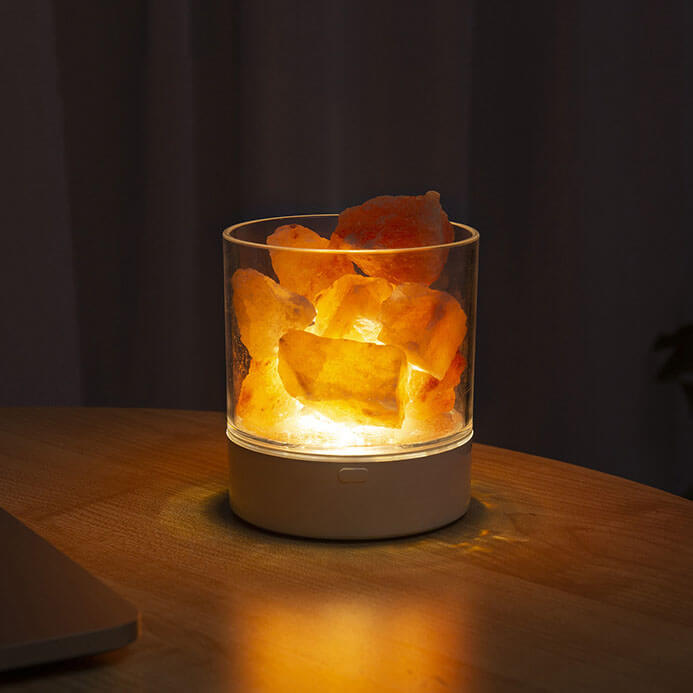 Lampe à sel, tasse à flamme, veilleuse LED, lampe de table 