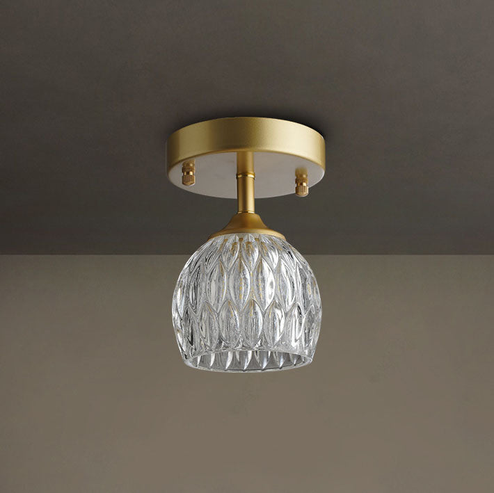 Europäische leichte Luxus-Rundkopf-Eisen-Glas 1-Licht-Halbeinbauleuchte 