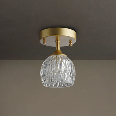 Luminaire semi-encastré à 1 lumière en verre et fer à tête ronde de luxe European Light 