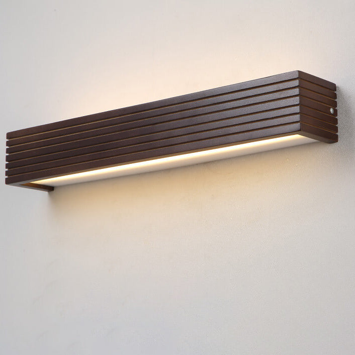 Moderne chinesische Walnuss Quadrat Bar Eitelkeit LED Wandleuchte 