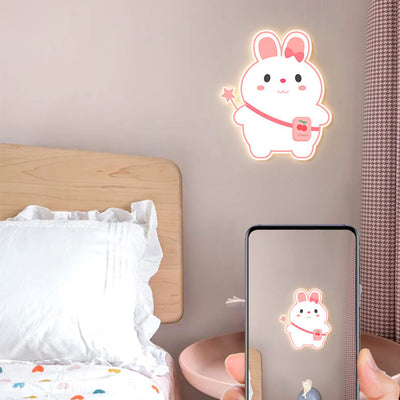 مصباح حائط LED للأطفال بشكل أرنب كرتوني إبداعي ويونيكورن 