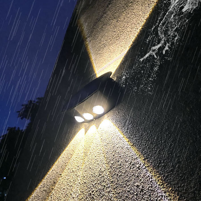 مصباح حائطي خارجي حديث مستدير من الزجاج المقسى المقاوم للماء يعمل بالطاقة الشمسية LED 