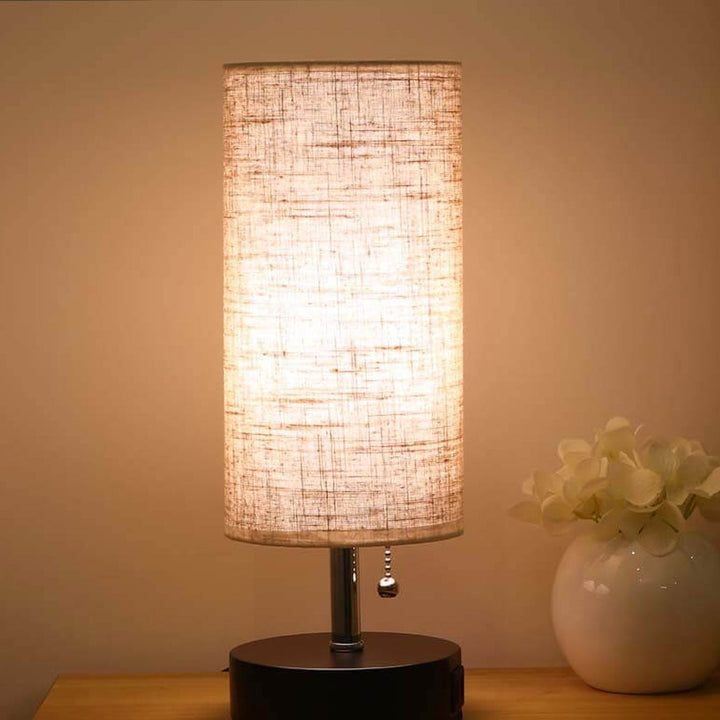 Kreative Säule Hohl Eisen Stoff 1-Licht Tischlampe 