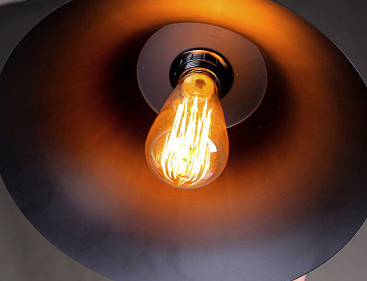 Lámpara colgante de 1 luz de hierro con forma de cuerno industrial vintage 