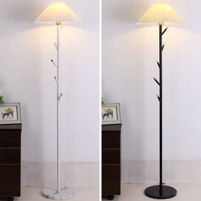 Nordic Minimalist Pleated Lampshade Tree Branch 1-Light Standing Floor Lamp