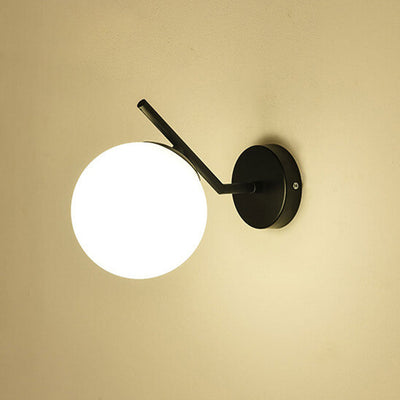 Nordic Minimalist Glass Ball Curve Lamp Arm 1-Light Wall Sconce