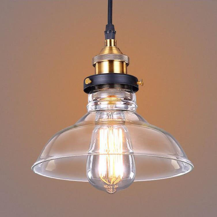 Vintage Gold Antique Brass Clear Barn 1-Light Pendant Light