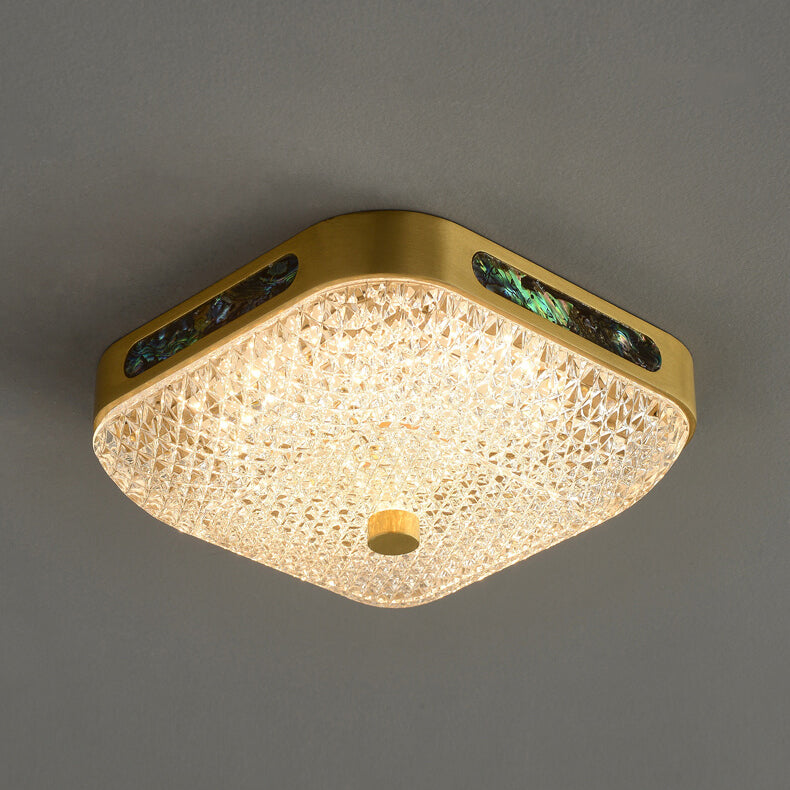 Simple Square Round Acrylic Brass LED Flush Mount Ceiling Light