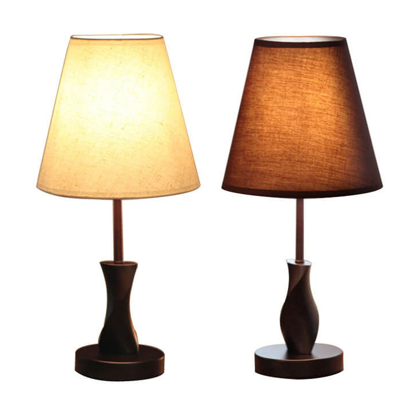 Modern Minimalist Solid Wood Fabric 1-Light Table Lamp