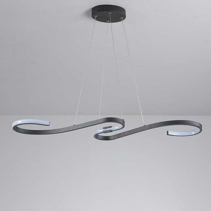 Nordic Minimalist Lines Aluminium-Silikon-LED-Insel-Licht-Kronleuchter 