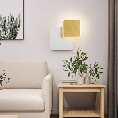 Nordic Minimalist Log Square Round LED Wall Sconce Lamp