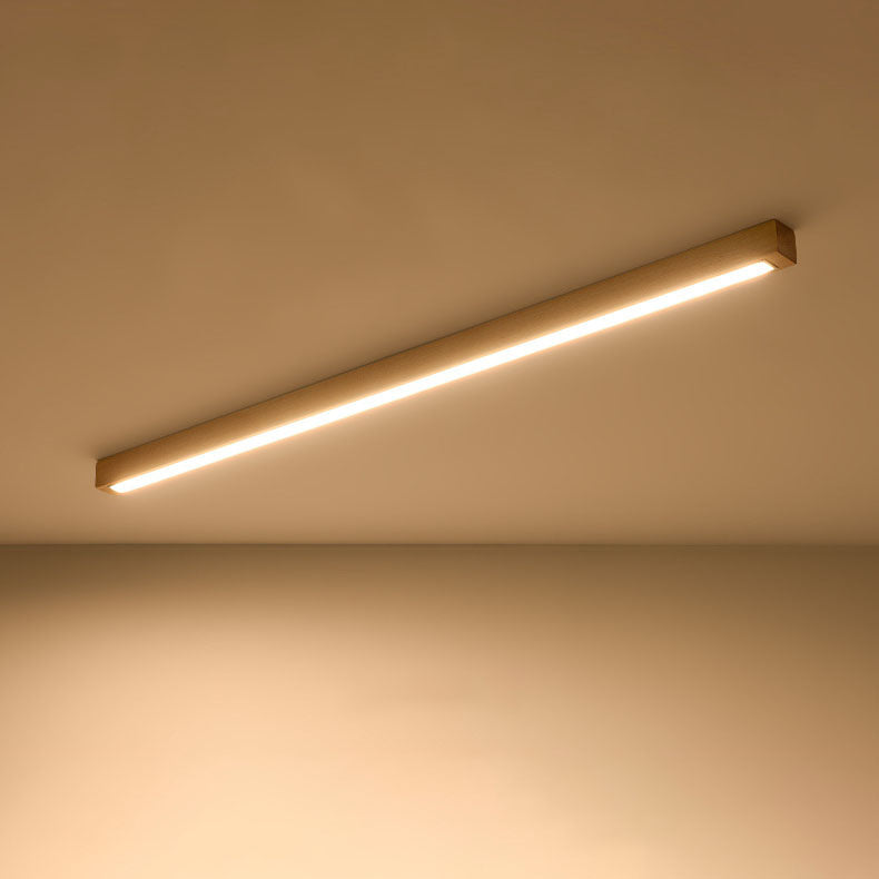 Moderne minimalistische Holz-Acryl-Langstreifen-LED-Deckenleuchte für das Wohnzimmer 