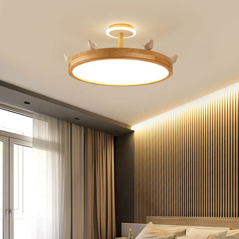 Nordic Log Crown LED Flush Mount Ceiling Light