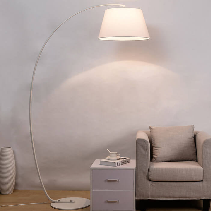 European Minimalist Solid Color Fishing Iron Fabric 1-Light Standing Floor Lamp