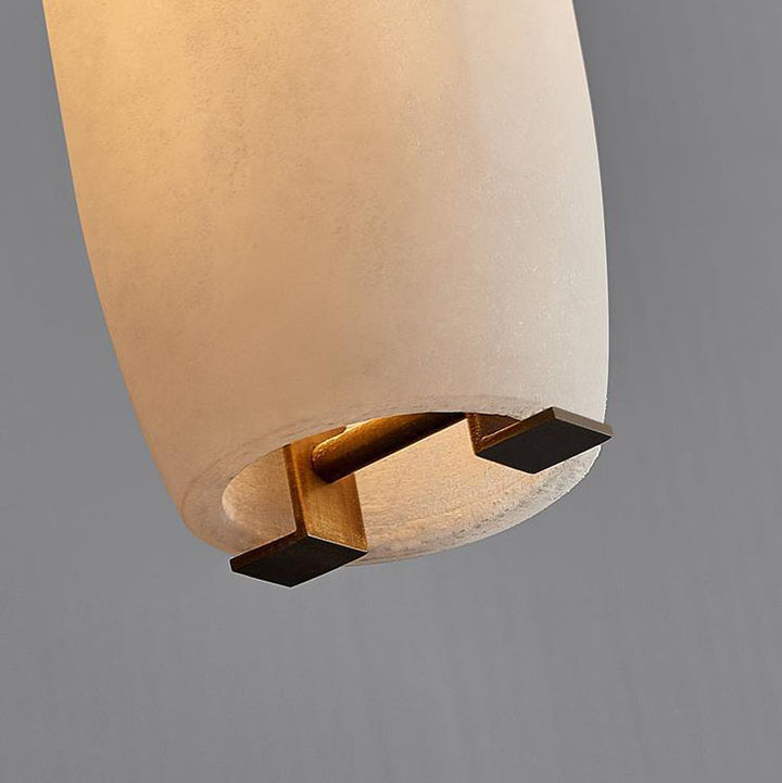 Moderne nordische Pendelleuchte mit 1 Flamme aus Marmor und Messing in Säulenform für das Wohnzimmer 