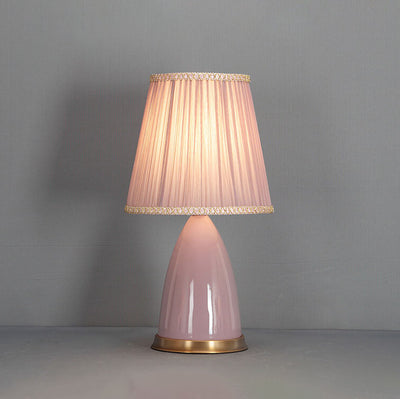 Lampe de table moderne et minimaliste à abat-jour conique en céramique à 1 lumière avec variateur tactile