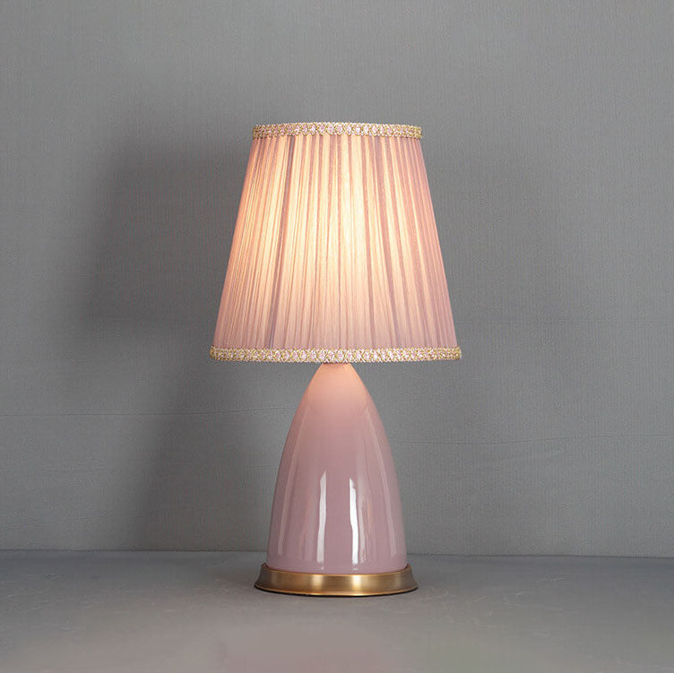 Lampe de table moderne et minimaliste à abat-jour conique en céramique à 1 lumière avec variateur tactile