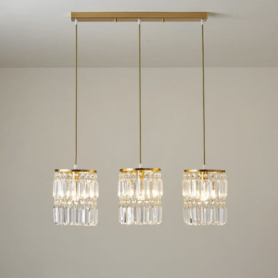 Nordic Postmodern Light Luxury All Copper Crystal 1/3-Light Island Light Chandelier