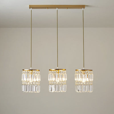 Nordic Postmodern Light Luxury All Copper Crystal 1/3-Light Island Light Kronleuchter