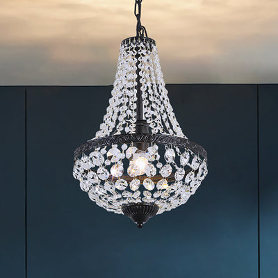 Industrial Iron Crystal Pendant Decorative 1-Light Pendant Light