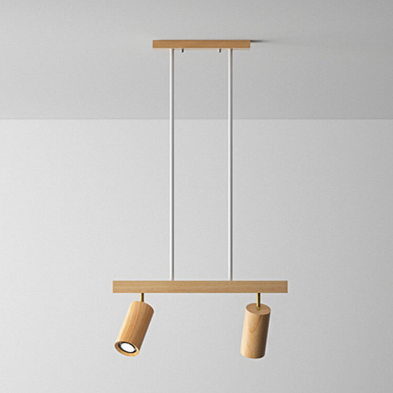 Nordic Minimalist Solid Wood Spotlight Track 2/3/4 Light Chandelier