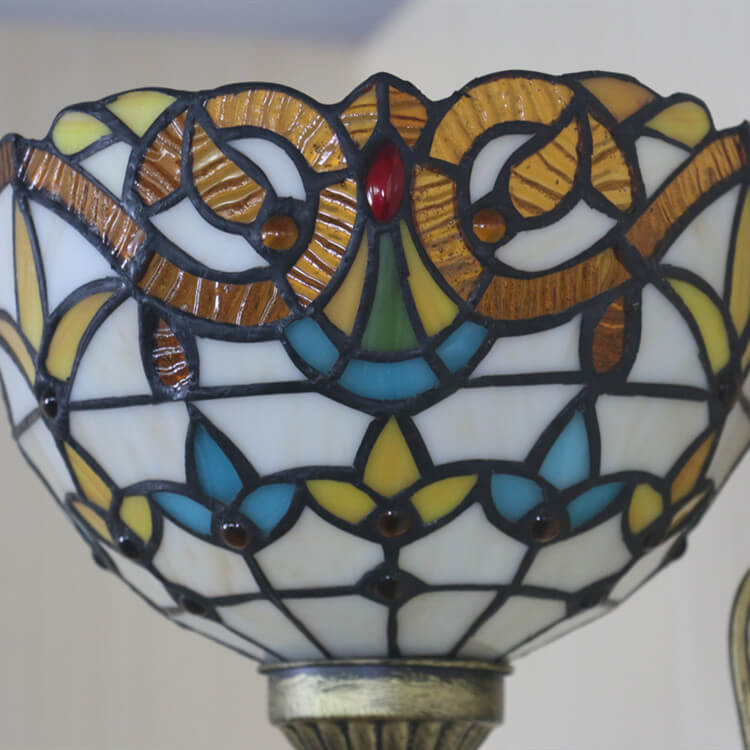 European Tiffany Flora Stained Glass 1-Light Wall Sconce Lamp