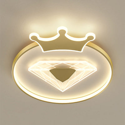 Childlike Cartoon Crown Diamond Design LED Flush Mount Light