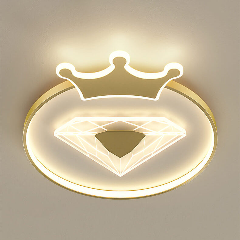 Childlike Cartoon Crown Diamond Design LED Flush Mount Light