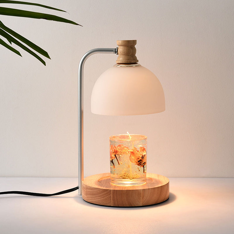 Lampe de table à cire fondue à 2 lumières avec dôme en verre simple 