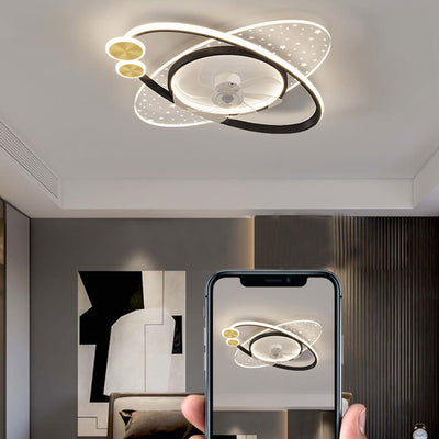 Modern Creative Planet Star Effect LED Flush Mount Ceiling Fan Light